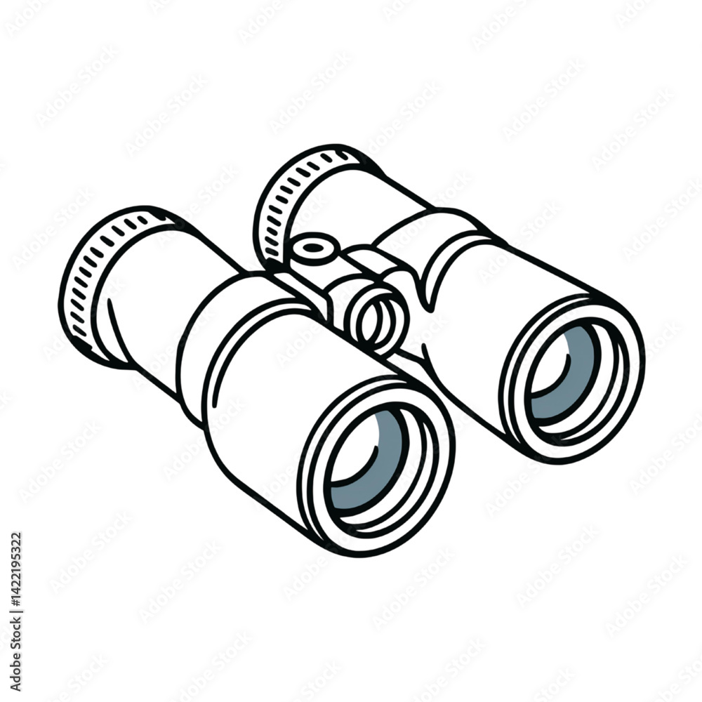 Binoculars Illustration with Detailed Focus Design