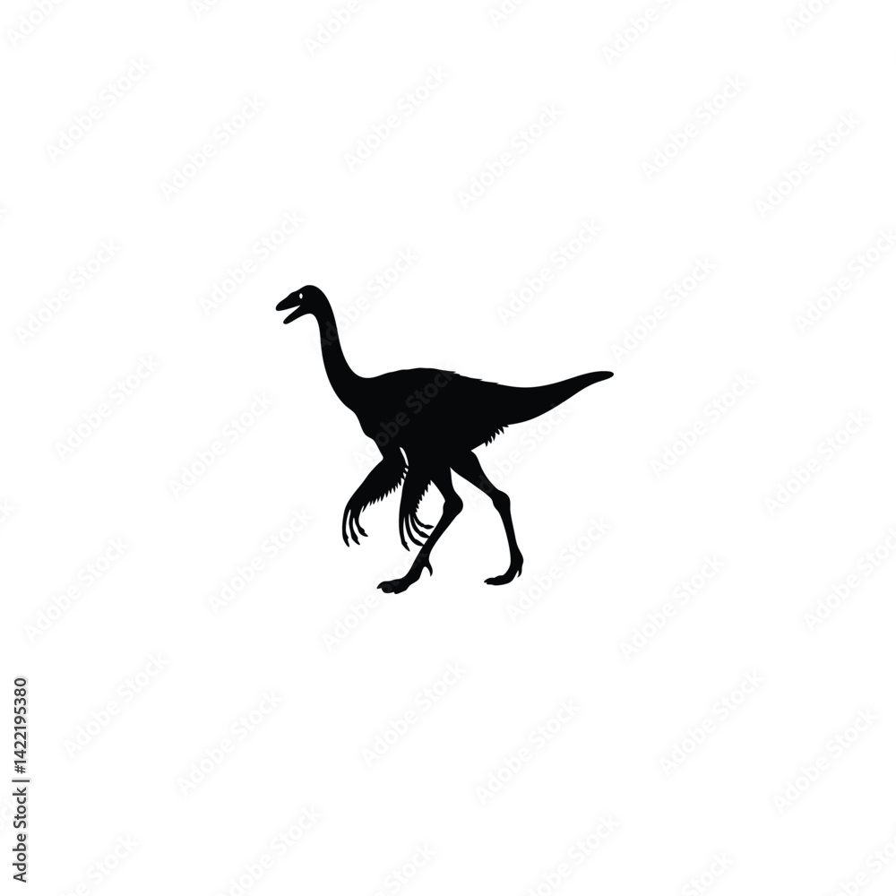 Fototapeta premium Gallimimus dinosaur silhouette on white background