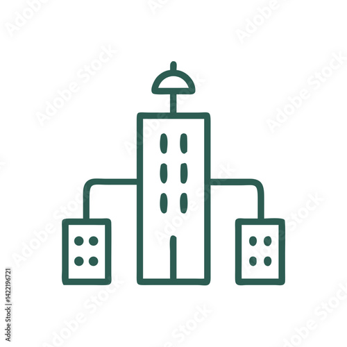 Main government building icon – central administration, legal institution, outline style

