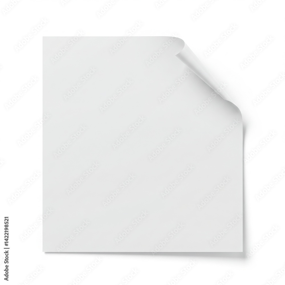 Blank sheet with curled edge on white surface isolated on whit background Blank sheet with curled edge on white surface isolated on whit background
