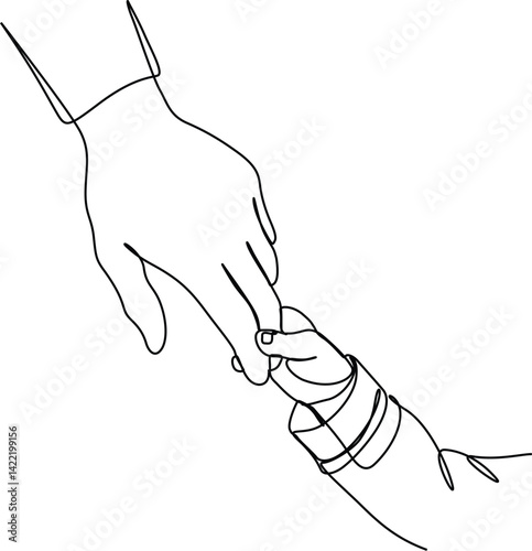Father and baby one line holding hands continuous line motion graphic animated 4k template. Happy Father's day concept line art footage. Father's day concept line art video.