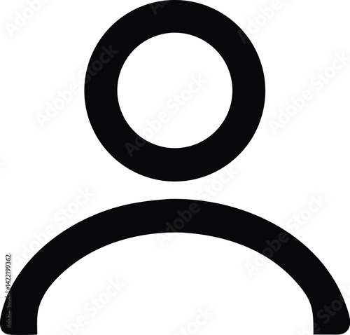 Minimalist Person Icon – Circle Head with Curved Line Body. vector illustration of an abstract symbol