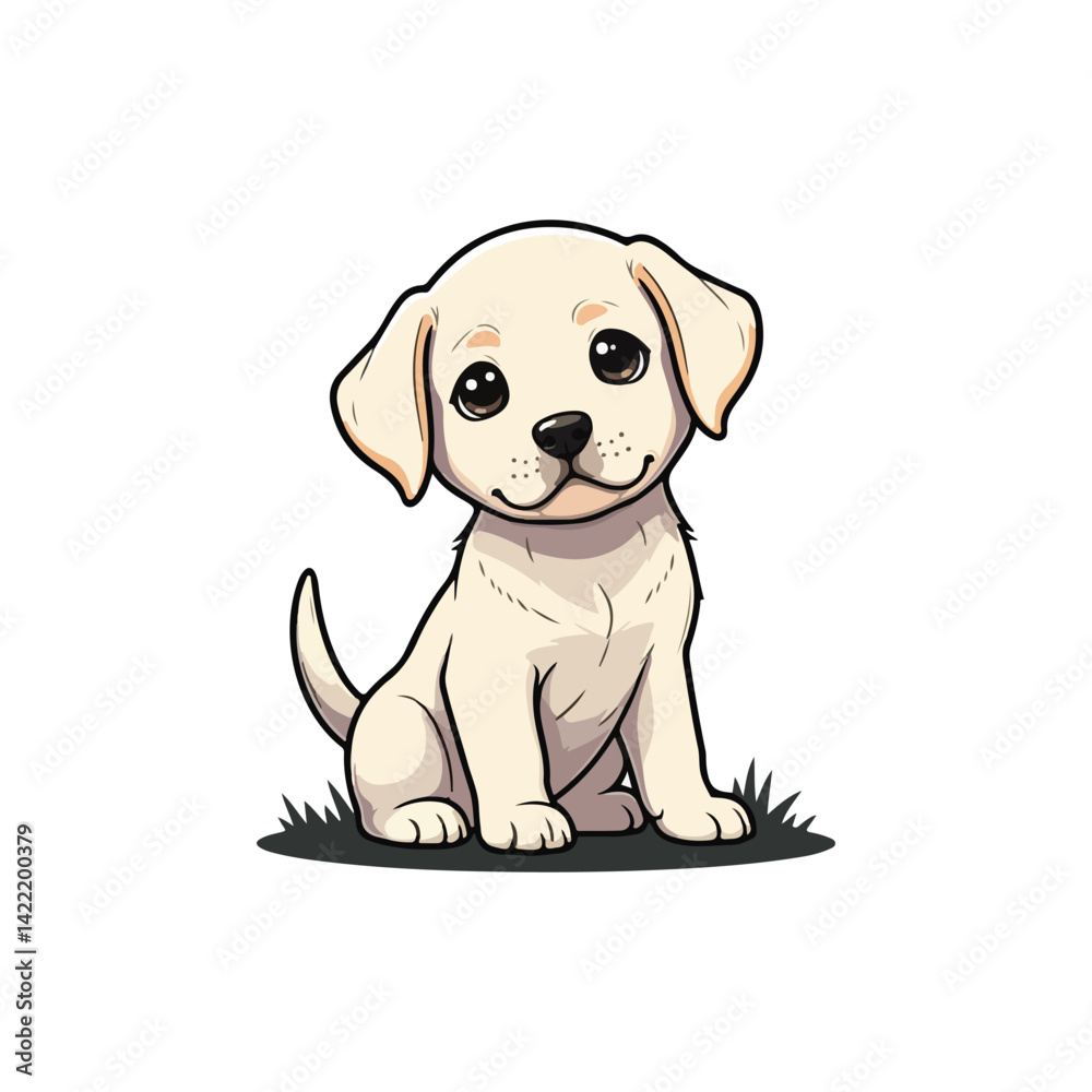 Fototapeta premium Cute Labrador Retriever Dog Sitting Cartoon Vector Icon Illustration Animal Nature Icon Isolated vector