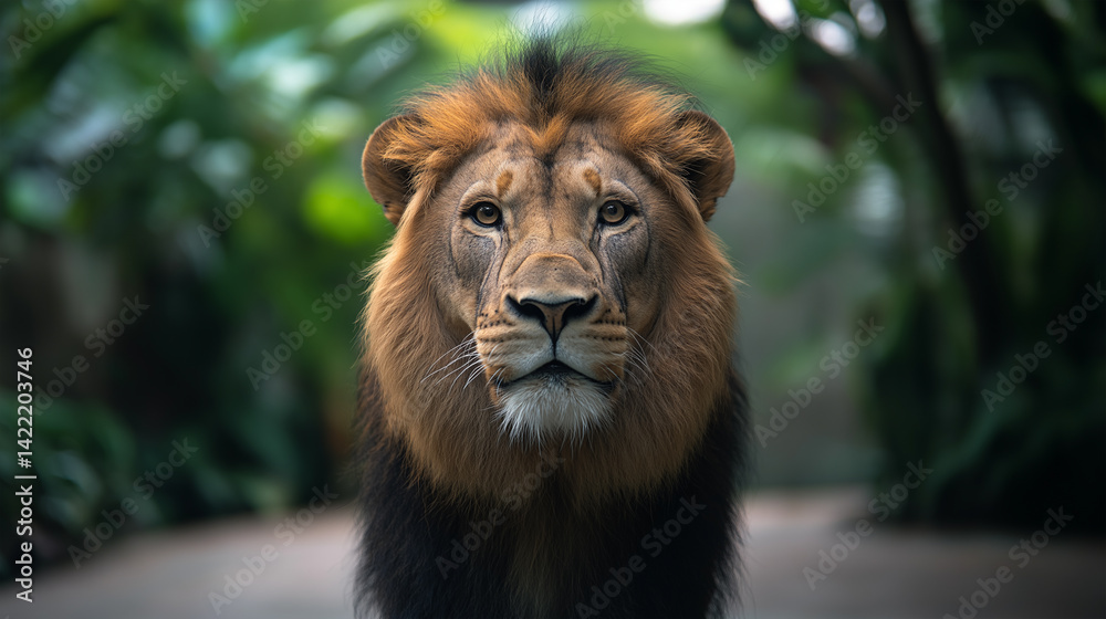 Majestic Lion Portrait: A captivating close-up portrait of a regal lion, its piercing gaze and flowing mane showcasing the raw power and beauty of the king of the jungle. Majestic Lion Portrait: A captivating close-up portrait of a regal lion, its piercing gaze and flowing mane showcasing the raw power and beauty of the king of the jungle.