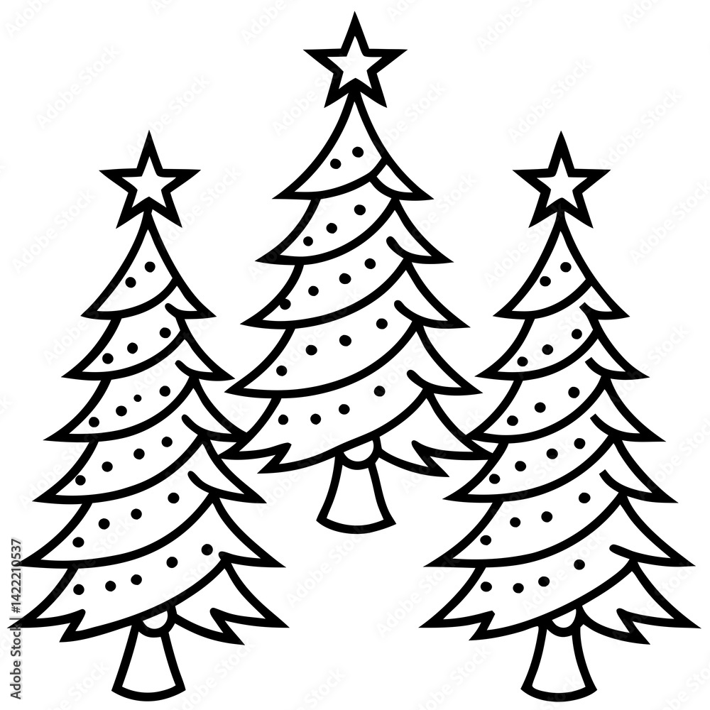 Obraz premium Minimalist Christmas Tree Line Art Vector set