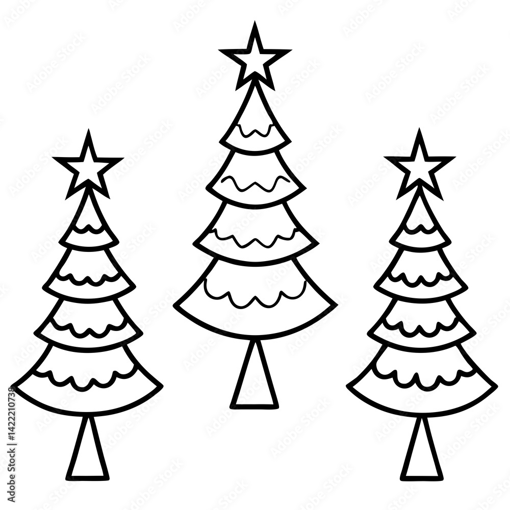 Fototapeta premium Minimalist Christmas Tree Line Art Vector set