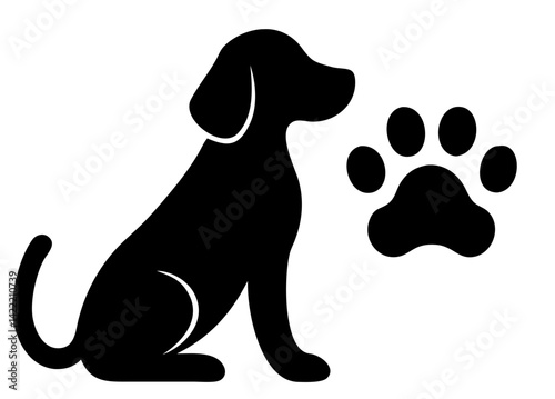 A cute brown dachshund puppy pet, a happy canine friend, sits with a bone near a cat in this fun cartoon vector illustration