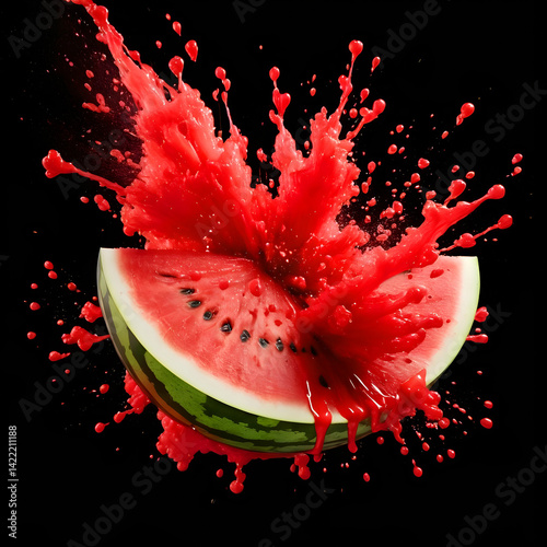 Explosive Watermelon Burst: Juicy Fruit Splash Photography