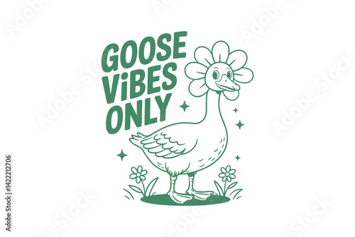 Goose vibes only, Retro Silly Goose Typography T Shirt Design