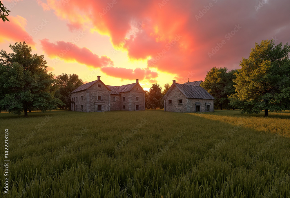 Obraz premium house in the sunset