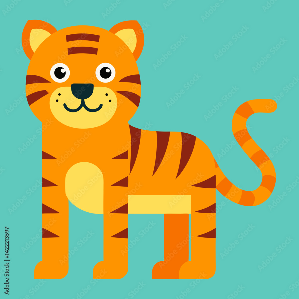 Fototapeta premium flat color vector of happy tiger