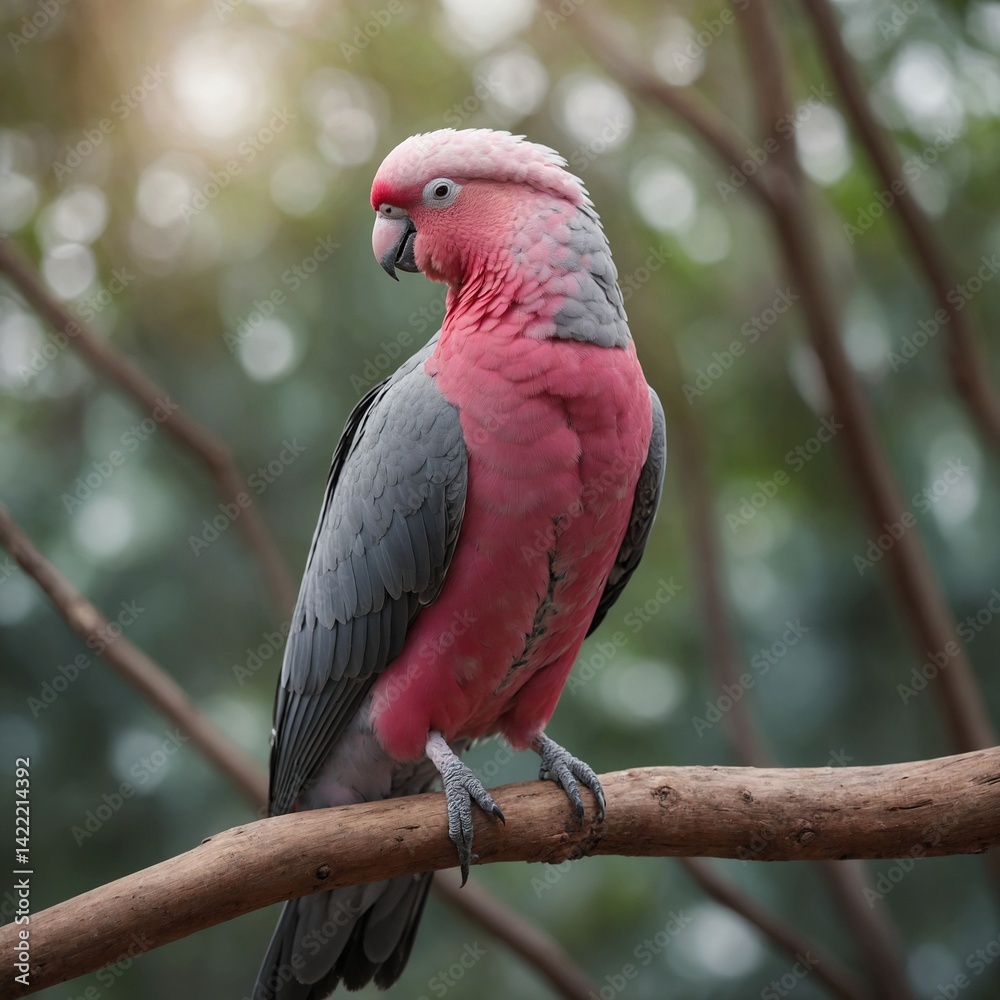 Fototapeta premium Galah bird on piece of wood.