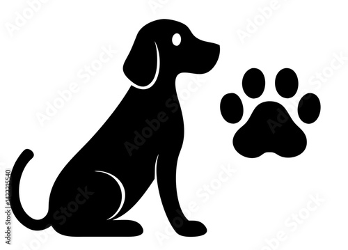 A cute black and white dachshund puppy and a happy brown cat are sitting as friends, a funny cartoon vector illustration of the beloved pets