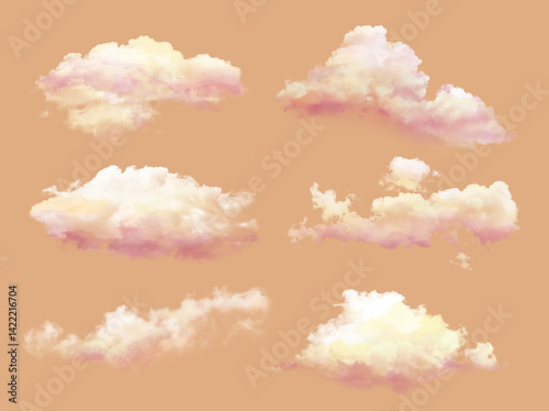 soft warm orange pastel and colorful fantasy evening clouds pack part 2