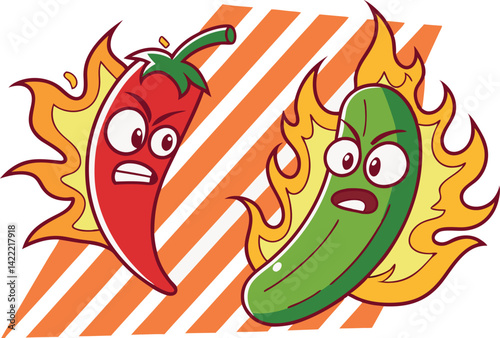 Fiery Pepper vs Angry Pickle Cartoon Showdown