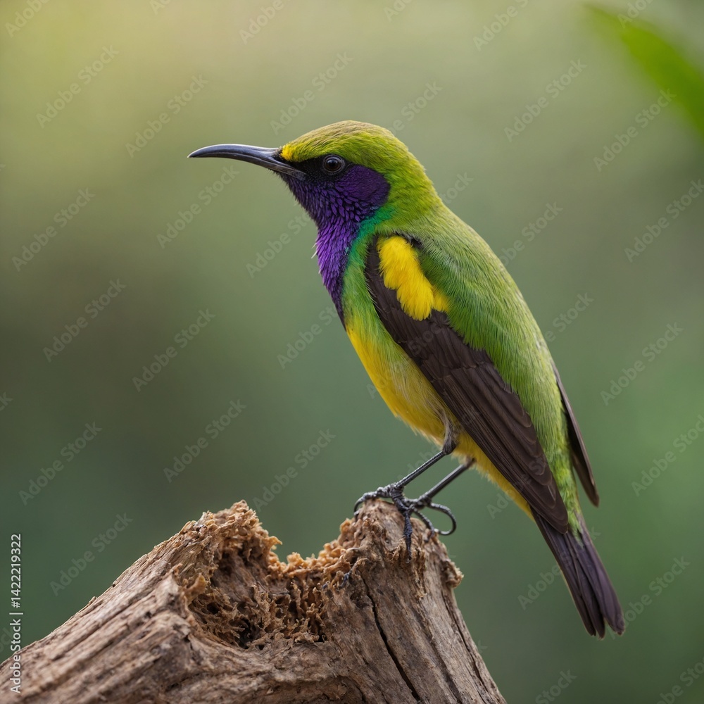 Obraz premium Sunbird bird on piece of wood