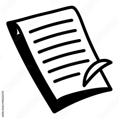 Contract Document Icon – Paper with Signature Line Vector Illustration