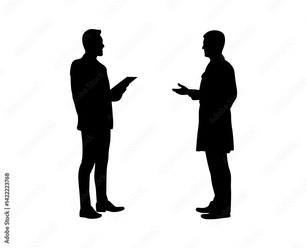 A doctor and a patient consulting each other vector . A doctor and a patient consulting each other vector .