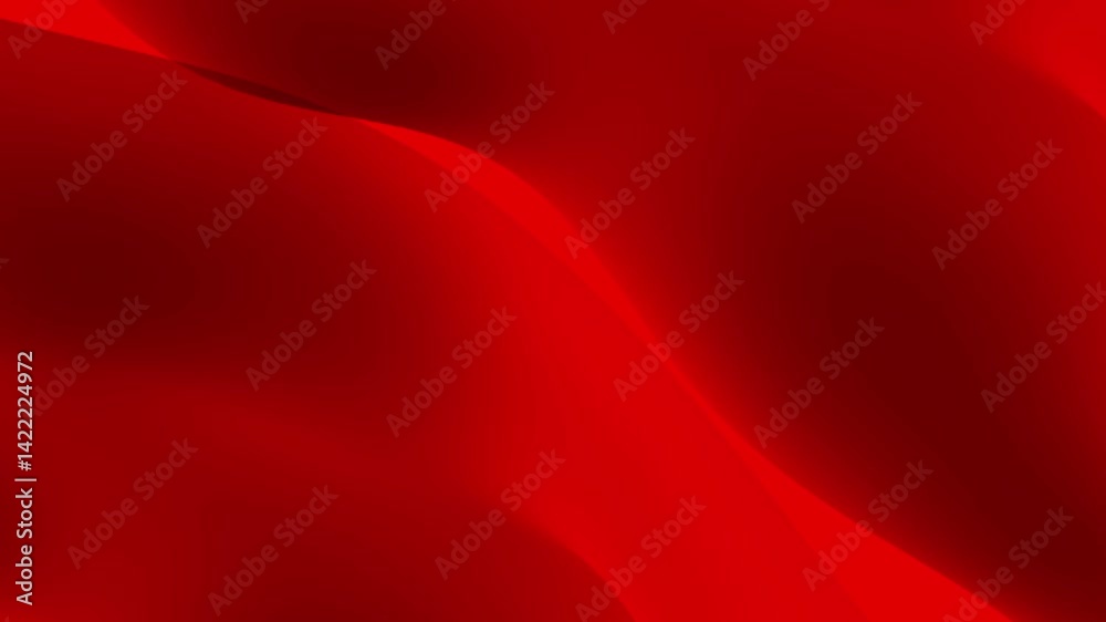 Red animated background. Waving fabric