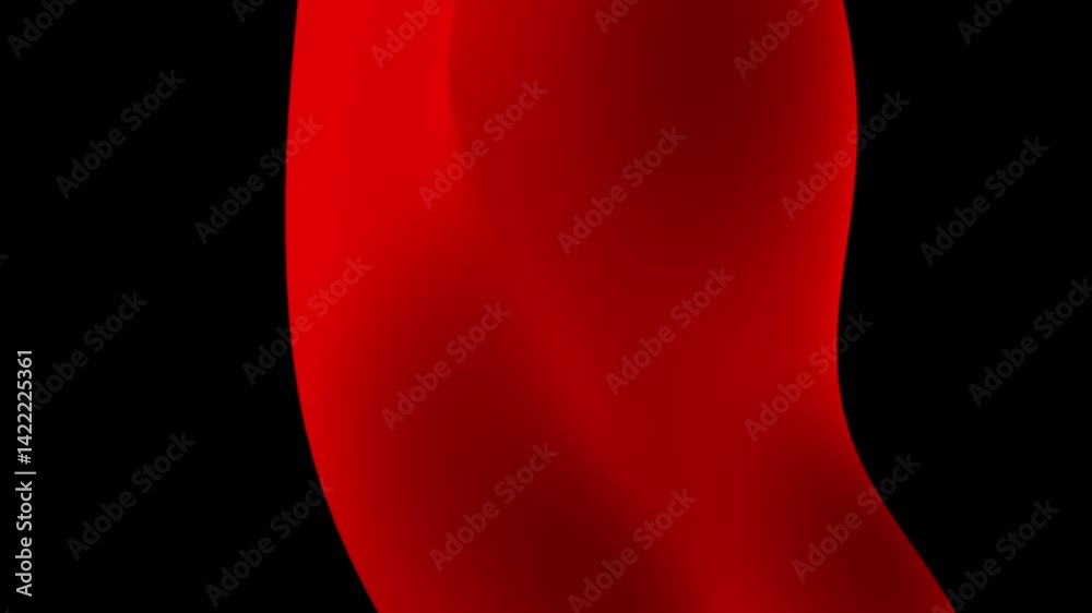 Black and red animated background. Waving fabric