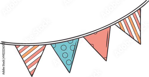 Colorful Festive Flags Wavy String Playful Design Cheerful Celebration Vector Art
