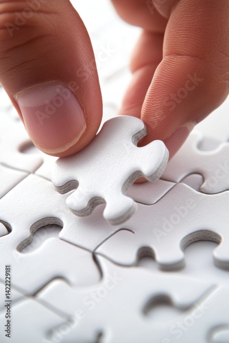 Hand placing puzzle piece