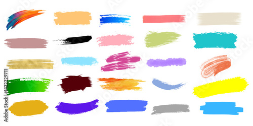Colorful Paint Brush Stroke Clipart – Abstract Watercolor Swashes & Textured Vector Stains Pack