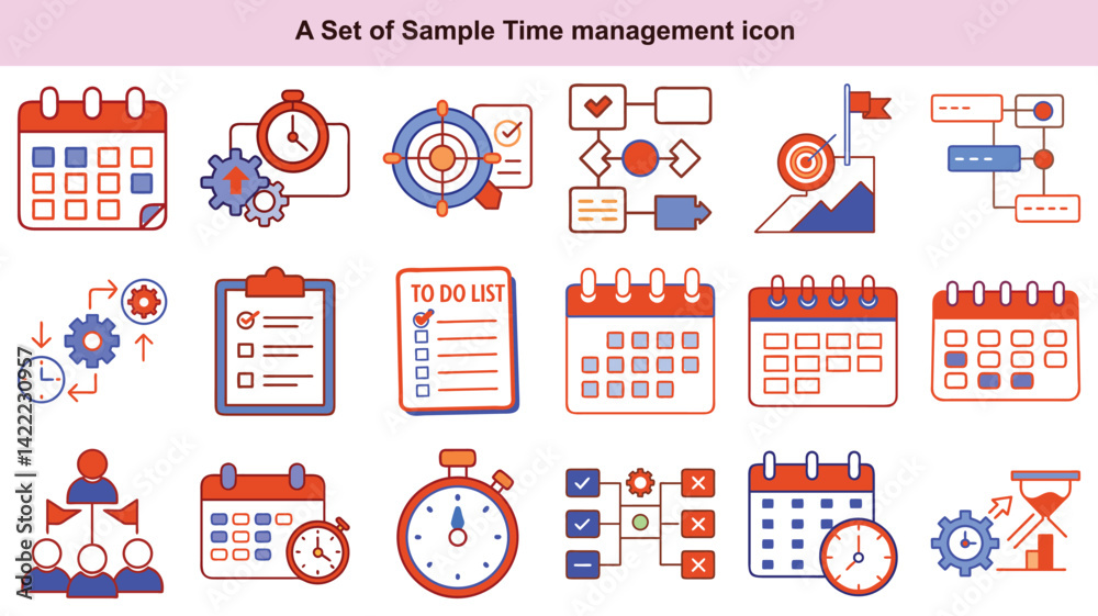 Time Management Icons Vector Set: Productivity, Planning, Efficiency & More Time Management Icons Vector Set: Productivity, Planning, Efficiency & More