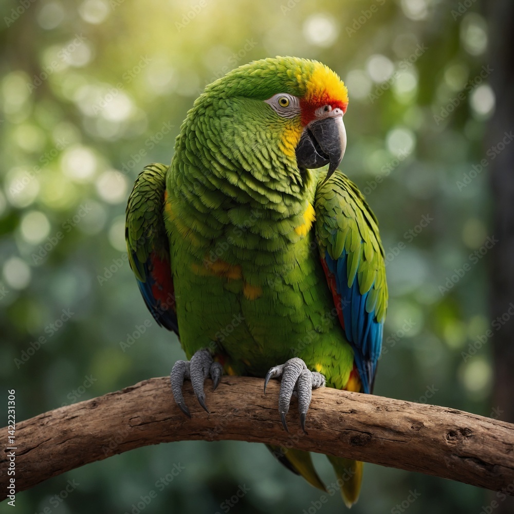 Obraz premium Amazon Parrot bird on piece of wood