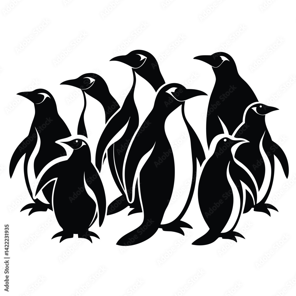 Naklejka premium set of Penguins bird shilhotee vector isolated on white background