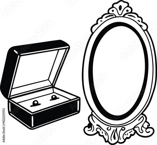 vintage photo frame with mirror