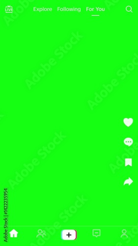 TikTok UI Social Media UI Elements Overlay (Greenscreen) Animation for showreels with Buttons, Comments, and Feed Layout Template – Discovery Feed Explore For You & Profile Interface Mockup