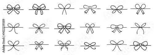 Elegant Hand Drawn Ribbon Bows Collection in Outline Style