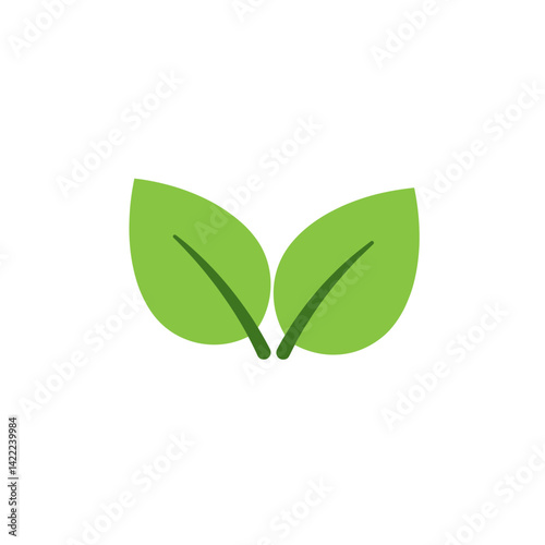 Green Leaves Icon: A pair of vibrant green leaves, symbolizing growth, freshness, and the beauty of nature.