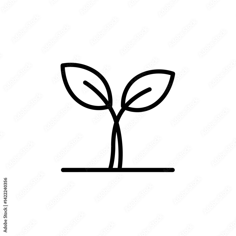 New Growth: Simple line art illustration of a young plant sprout emerging from the ground, symbolizing growth, new beginnings, and environmental sustainability. New Growth: Simple line art illustration of a young plant sprout emerging from the ground, symbolizing growth, new beginnings, and environmental sustainability.