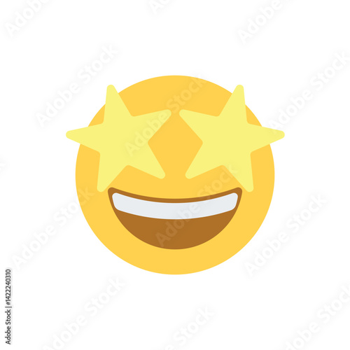 starry eyed star-struck vector star eye emoji face vector symbol sign icon illustration excited