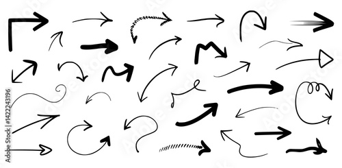 Hand Drawn Arrow Collection in Diverse Styles