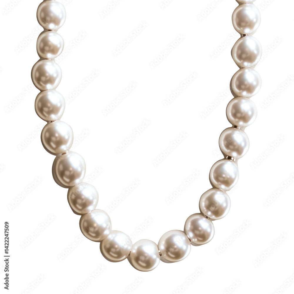Fototapeta premium Classic Three Strand Pearl Necklace Isolated On Fl 6 on a transparent background