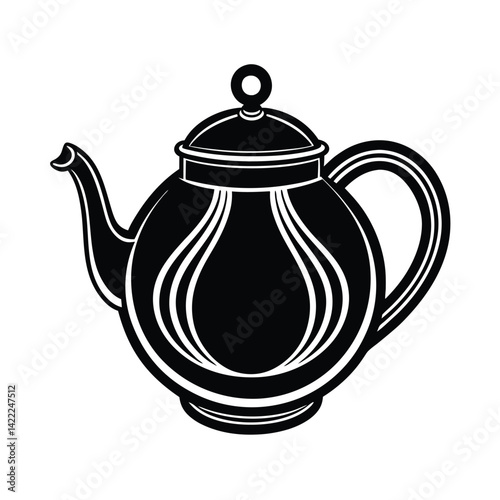 black vector icon round teapot vector art silhouette