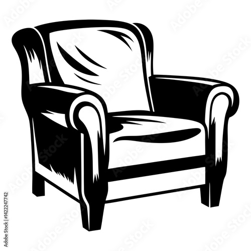 Monochrome depiction of a classic armchair, a timeless furniture staple in vector