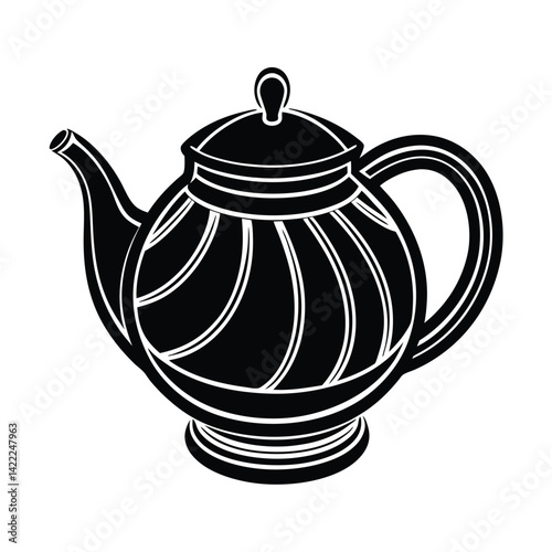 black vector icon round teapot vector art silhouette
