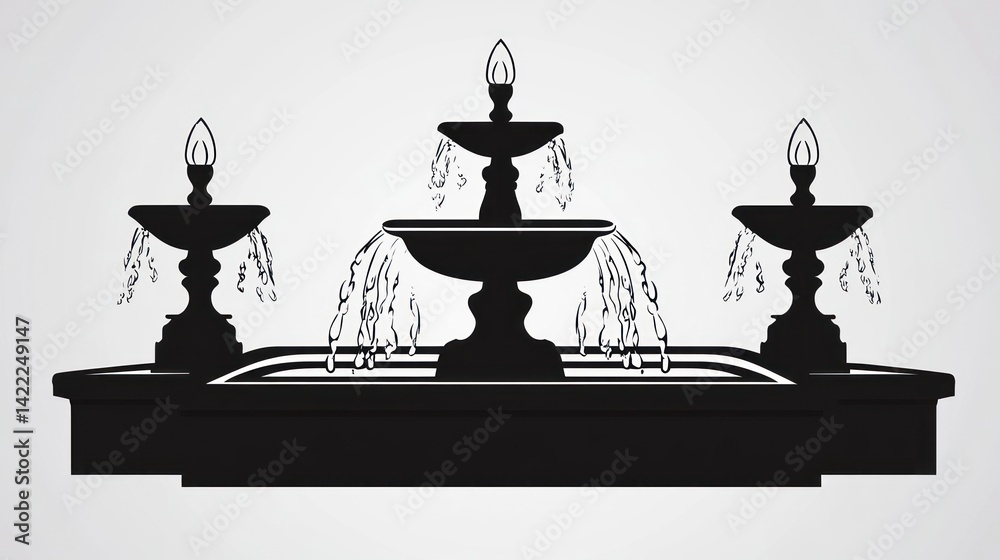 Fototapeta premium City Fountain Silhouette