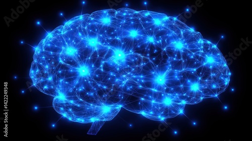 Wallpaper Mural Illuminated brain network pulsing on a black expanse synapses ablaze with light Torontodigital.ca