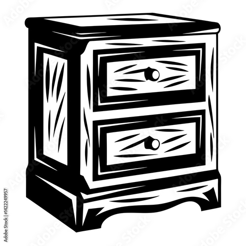 Vector illustration of a simple nightstand with two drawers for bedroom