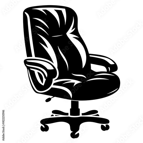 Elegant black office chair with adjustable height and rolling base design