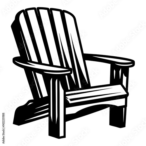 Black and white vector illustration of an Adirondack chair design
