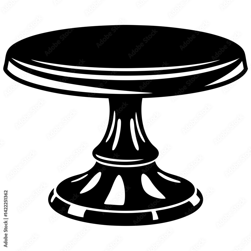 Dramatic Black and White Table Icon with Artistic Carved Wood Design Dramatic Black and White Table Icon with Artistic Carved Wood Design