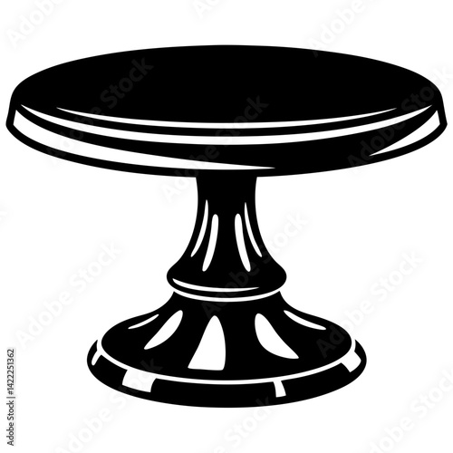 Dramatic Black and White Table Icon with Artistic Carved Wood Design