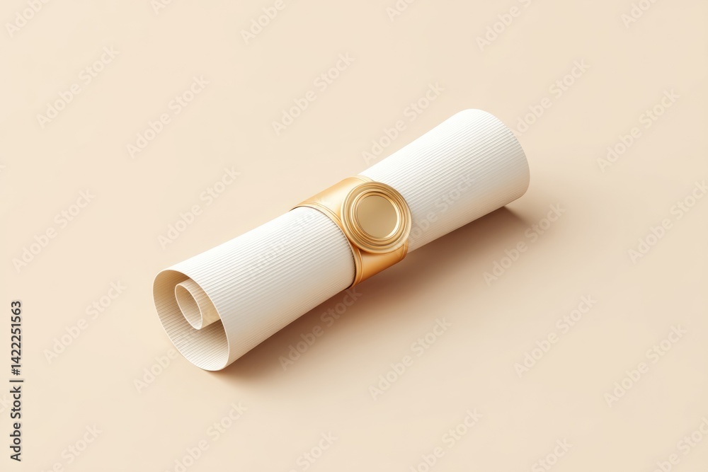Graduation Scroll Rolled up and Secured With a Gold Seal on a Clean Background Graduation Scroll Rolled up and Secured With a Gold Seal on a Clean Background