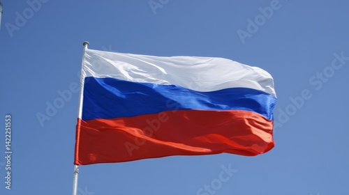 Free Download Russian national flag waving against clear blue sky - GFXLoad